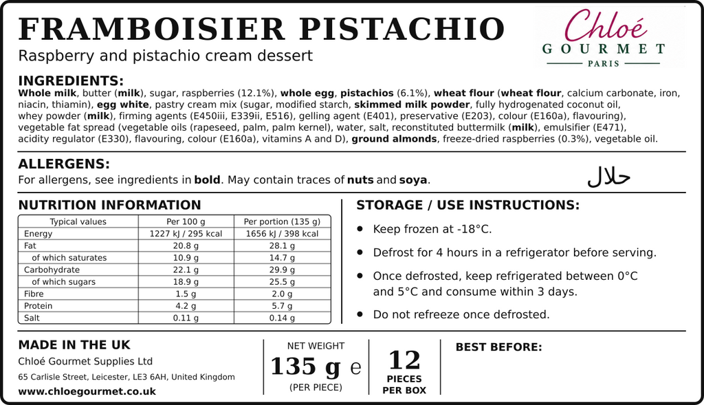 Pistachio Framboisier (12 pcs)