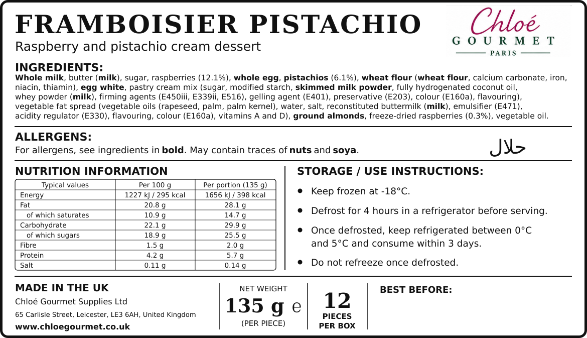Pistachio Framboisier (12 pcs)